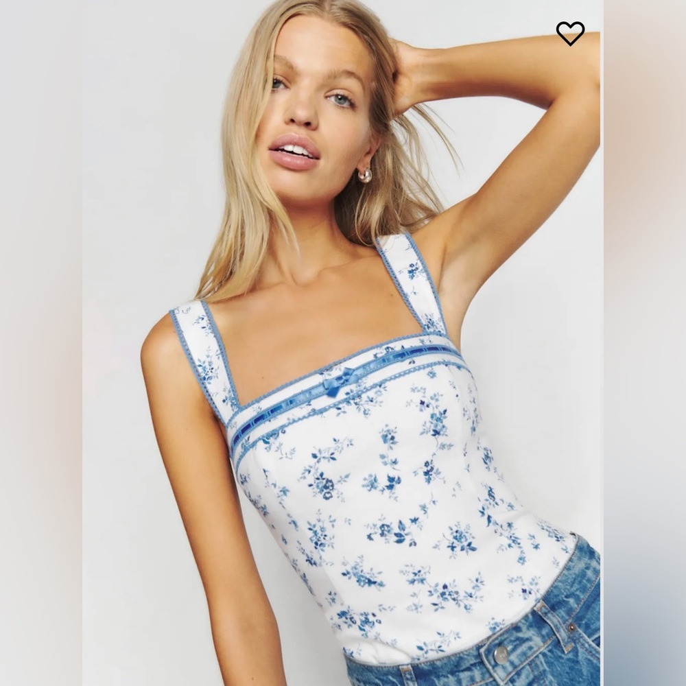 Reformation Eloise Linen Top Orlaya - Size 0